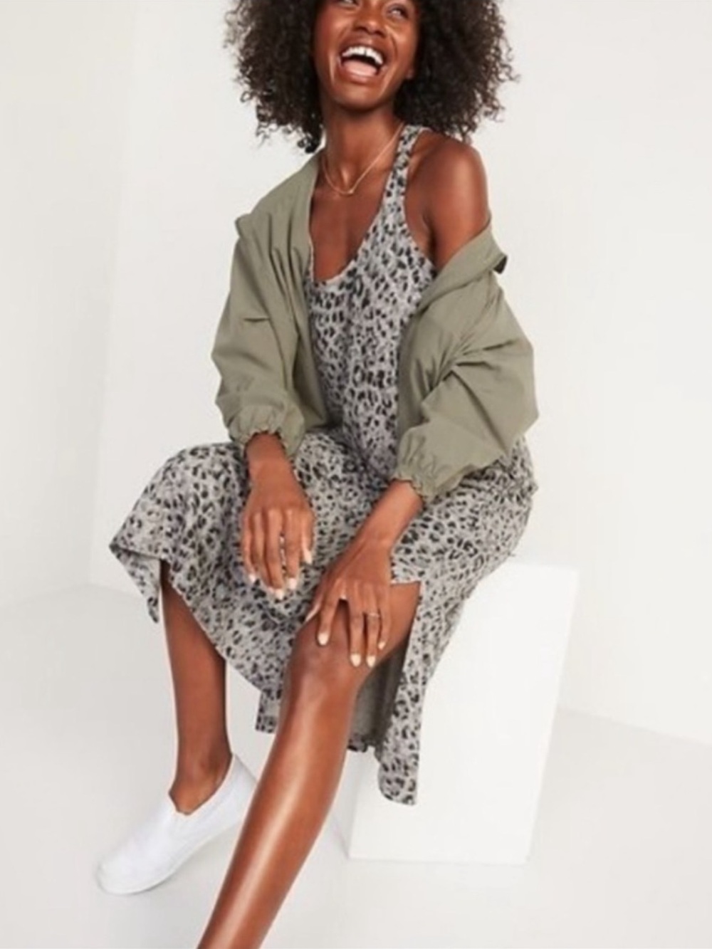 NWT Old Navy Cross Back Midi Leopard Shift Dress